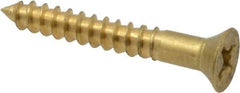 Value Collection - #6, 1" OAL, Phillips Drive, Flat Head Wood Screw - ASME B18.6.1, Brass - Industrial Tool & Supply