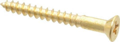 Value Collection - #6, 1-1/4" OAL, Phillips Drive, Flat Head Wood Screw - ASME B18.6.1, Brass - Industrial Tool & Supply