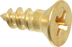 Value Collection - #8, 1/2" OAL, Phillips Drive, Flat Head Wood Screw - Brass - Industrial Tool & Supply