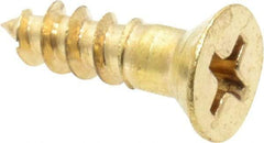 Value Collection - #8, 5/8" OAL, Phillips Drive, Flat Head Wood Screw - Brass - Industrial Tool & Supply