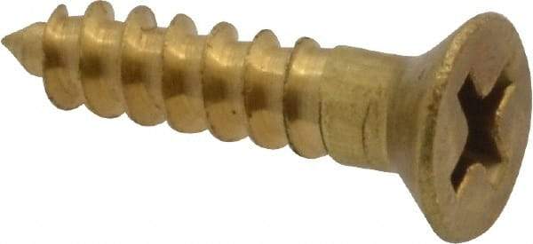 Value Collection - #8, 3/4" OAL, Phillips Drive, Flat Head Wood Screw - ASME B18.6.1, Brass - Industrial Tool & Supply