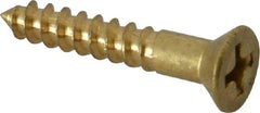 Value Collection - #8, 1" OAL, Phillips Drive, Flat Head Wood Screw - ASME B18.6.1, Brass - Industrial Tool & Supply