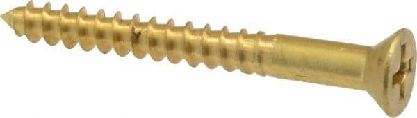 Value Collection - #8, 1-1/2" OAL, Phillips Drive, Flat Head Wood Screw - ASME B18.6.1, Brass - Industrial Tool & Supply