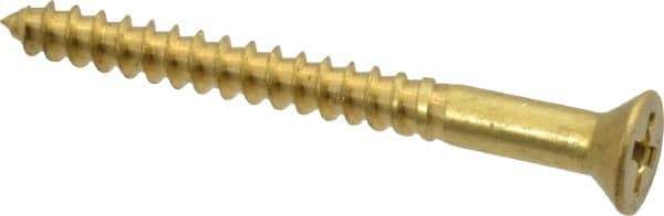 Value Collection - #8, 1-3/4" OAL, Phillips Drive, Flat Head Wood Screw - ASME B18.6.1, Brass - Industrial Tool & Supply