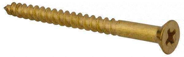 Value Collection - #8, 2" OAL, Phillips Drive, Flat Head Wood Screw - ASME B18.6.1, Brass - Industrial Tool & Supply