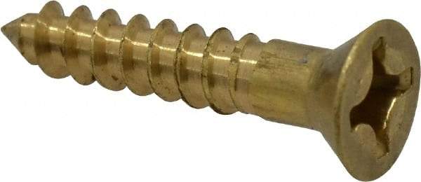 Value Collection - #10, 1" OAL, Phillips Drive, Flat Head Wood Screw - ASME B18.6.1, Brass - Industrial Tool & Supply