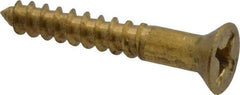 Value Collection - #10, 1-1/4" OAL, Phillips Drive, Flat Head Wood Screw - ASME B18.6.1, Brass - Industrial Tool & Supply