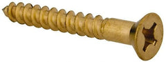 Value Collection - #10, 1-1/2" OAL, Phillips Drive, Flat Head Wood Screw - Brass - Industrial Tool & Supply