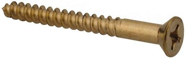 Value Collection - #10, 2" OAL, Phillips Drive, Flat Head Wood Screw - Brass - Industrial Tool & Supply