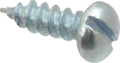 Value Collection - #4, 3/8" Length Under Head, Slotted Drive, Round Head Wood Screw - Zinc Plated Steel, Grade 2 - Industrial Tool & Supply