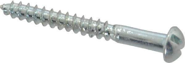 Value Collection - #4, 1" Length Under Head, Slotted Drive, Round Head Wood Screw - Zinc Plated Steel, Grade 2 - Industrial Tool & Supply