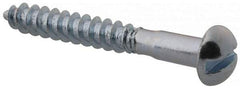 Value Collection - #5, 1" Length Under Head, Slotted Drive, Round Head Wood Screw - Zinc Plated Steel, Grade 2 - Industrial Tool & Supply
