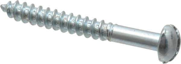 Value Collection - #6, 1-1/4" Length Under Head, Slotted Drive, Round Head Wood Screw - Zinc Plated Steel, Grade 2 - Industrial Tool & Supply
