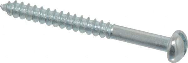 Value Collection - #6, 1-1/2" Length Under Head, Slotted Drive, Round Head Wood Screw - Zinc Plated Steel, Grade 2 - Industrial Tool & Supply