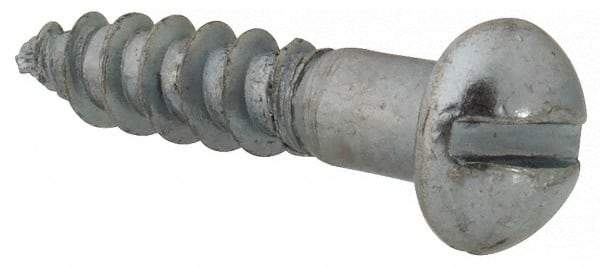 Value Collection - #7, 3/4" Length Under Head, Slotted Drive, Round Head Wood Screw - Zinc Plated Steel, Grade 2 - Industrial Tool & Supply