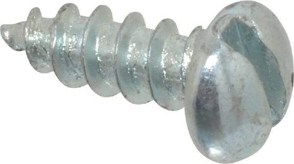Value Collection - #8, 1/2" Length Under Head, Slotted Drive, Round Head Wood Screw - Zinc Plated Steel, Grade 2 - Industrial Tool & Supply