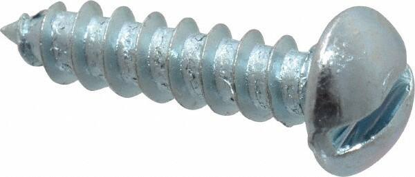 Value Collection - #8, 3/4" Length Under Head, Slotted Drive, Round Head Wood Screw - Zinc Plated Steel, Grade 2 - Industrial Tool & Supply