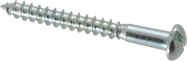 Value Collection - #8, 1-1/2" Length Under Head, Slotted Drive, Round Head Wood Screw - Zinc Plated Steel, Grade 2 - Industrial Tool & Supply