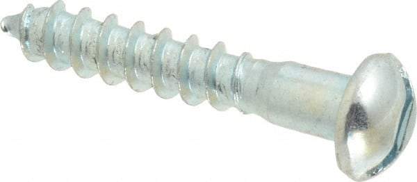 Value Collection - #12, 1-1/4" Length Under Head, Slotted Drive, Round Head Wood Screw - Zinc Plated Steel, Grade 2 - Industrial Tool & Supply