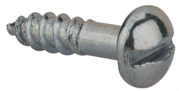 Value Collection - #14, 1" Length Under Head, Slotted Drive, Round Head Wood Screw - Zinc Plated Steel, Grade 2 - Industrial Tool & Supply