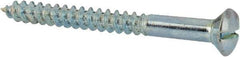 Value Collection - #6, 1-1/2" Length Under Head, Slotted Drive, Oval Head Wood Screw - ASME B18.6.1, Zinc Plated Steel, Grade 2 - Industrial Tool & Supply
