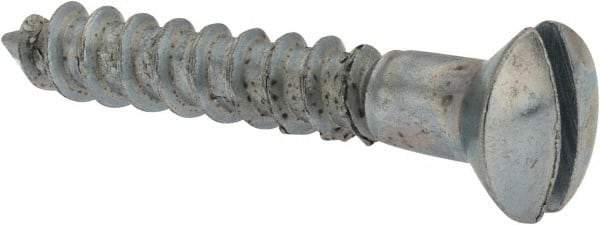 Value Collection - #10, 1-1/4" Length Under Head, Slotted Drive, Oval Head Wood Screw - ASME B18.6.1, Zinc Plated Steel, Grade 2 - Industrial Tool & Supply