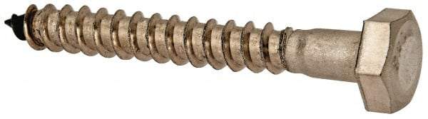 Value Collection - 1/4" Screw, 2" Length Under Head, Stainless Steel, Hex Head Lag Screw - Grade 18-8, Uncoated - Industrial Tool & Supply