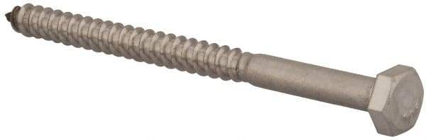 Value Collection - 1/4" Screw, 3-1/2" Length Under Head, Stainless Steel, Hex Head Lag Screw - Grade 18-8, Uncoated - Industrial Tool & Supply