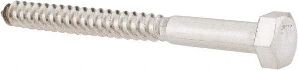 Value Collection - 5/16" Screw, 3-1/2" Length Under Head, Stainless Steel, Hex Head Lag Screw - Grade 18-8, Uncoated - Industrial Tool & Supply