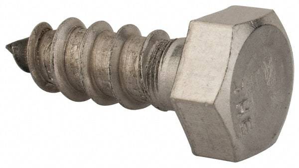 Value Collection - 3/8" Screw, 1" Length Under Head, Stainless Steel, Hex Head Lag Screw - Grade 18-8, Uncoated - Industrial Tool & Supply