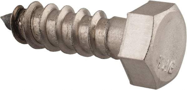 Value Collection - 3/8" Screw, 1-1/4" Length Under Head, Stainless Steel, Hex Head Lag Screw - Grade 18-8, Uncoated - Industrial Tool & Supply