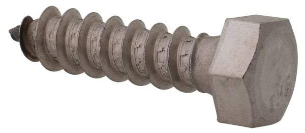 Value Collection - 3/8" Screw, 1-1/2" Length Under Head, Stainless Steel, Hex Head Lag Screw - Grade 18-8, Uncoated - Industrial Tool & Supply