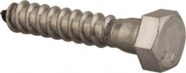 Value Collection - 3/8" Screw, 2" Length Under Head, Stainless Steel, Hex Head Lag Screw - Grade 18-8, Uncoated - Industrial Tool & Supply