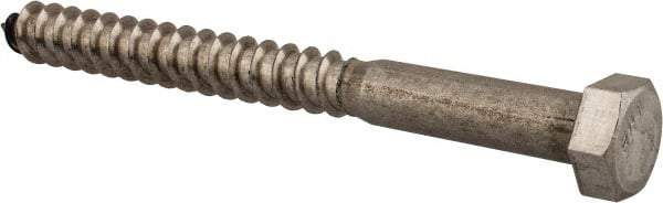 Value Collection - 3/8" Screw, 4" Length Under Head, Stainless Steel, Hex Head Lag Screw - Grade 18-8, Uncoated - Industrial Tool & Supply