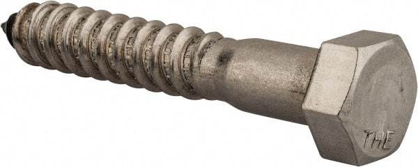 Value Collection - 1/2" Screw, 3" Length Under Head, Stainless Steel, Hex Head Lag Screw - Grade 18-8, Uncoated - Industrial Tool & Supply