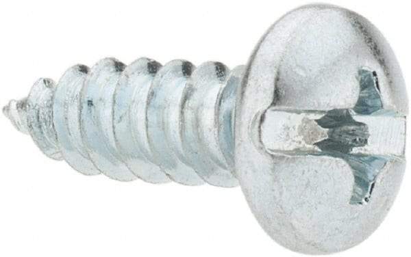 Value Collection - #8 Pan Head Slotted Phillips Sheet Metal Screw - Steel, 1/2" Length Under Head, Grade 2 - Industrial Tool & Supply