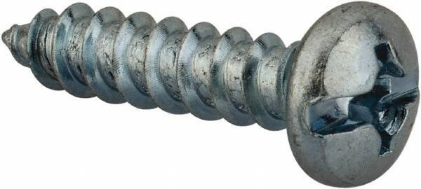 Value Collection - #12 Pan Head Slotted Phillips Sheet Metal Screw - Steel, 1" Length Under Head, Grade 2 - Industrial Tool & Supply