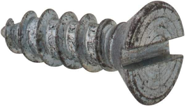 Value Collection - #7 Flat Head Slotted Sheet Metal Screw - Steel, 1/2" OAL, Grade 2 - Industrial Tool & Supply