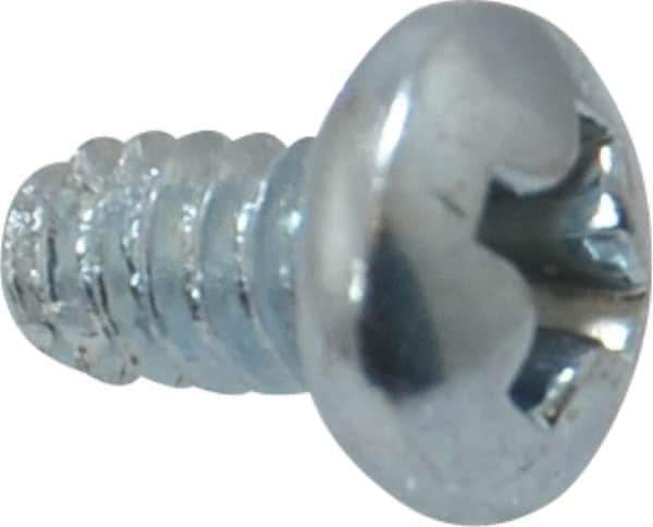 Value Collection - #6-32 UNC Thread, 1/4" Length Under Head, Phillips Drive Steel Thread Cutting Screw - Pan Head, Grade 2, Point Type F, Zinc-Plated Finish - Industrial Tool & Supply