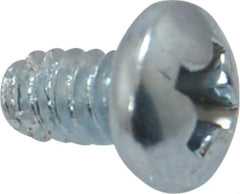 Value Collection - #6-32 UNC Thread, 1/4" Length Under Head, Phillips Drive Steel Thread Cutting Screw - Pan Head, Grade 2, Point Type F, Zinc-Plated Finish - Industrial Tool & Supply