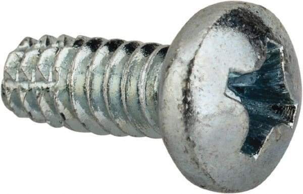 Value Collection - #6-32 UNC Thread, 3/8" Length Under Head, Phillips Drive Steel Thread Cutting Screw - Pan Head, Grade 2, Point Type F, Zinc-Plated Finish - Industrial Tool & Supply