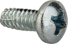 Value Collection - #6-32 UNC Thread, 3/8" Length Under Head, Phillips Drive Steel Thread Cutting Screw - Pan Head, Grade 2, Point Type F, Zinc-Plated Finish - Industrial Tool & Supply