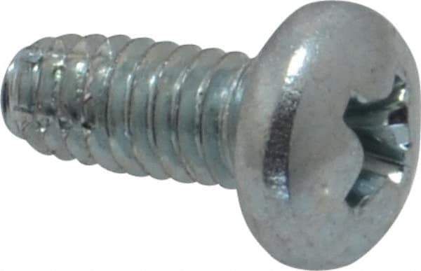 Value Collection - #8-32 UNC Thread, 3/8" Length Under Head, Phillips Drive Steel Thread Cutting Screw - Pan Head, Grade 2, Point Type F, Zinc-Plated Finish - Industrial Tool & Supply