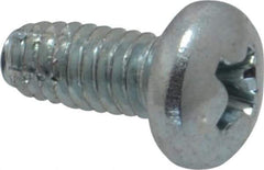 Value Collection - #8-32 UNC Thread, 3/8" Length Under Head, Phillips Drive Steel Thread Cutting Screw - Pan Head, Grade 2, Point Type F, Zinc-Plated Finish - Industrial Tool & Supply