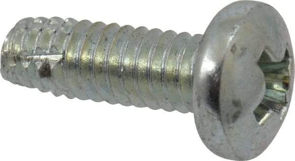 Value Collection - #8-32 UNC Thread, 1/2" Length Under Head, Phillips Drive Steel Thread Cutting Screw - Pan Head, Grade 2, Point Type F, Zinc-Plated Finish - Industrial Tool & Supply