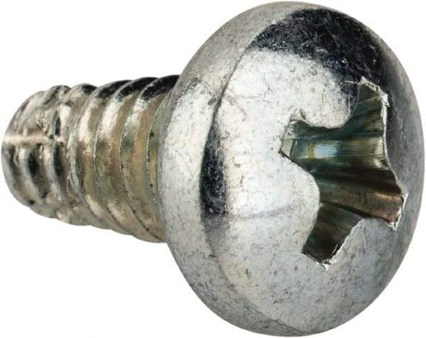 Value Collection - #10-24 UNC Thread, 3/8" Length Under Head, Phillips Drive Steel Thread Cutting Screw - Pan Head, Grade 2, Point Type F, Zinc-Plated Finish - Industrial Tool & Supply