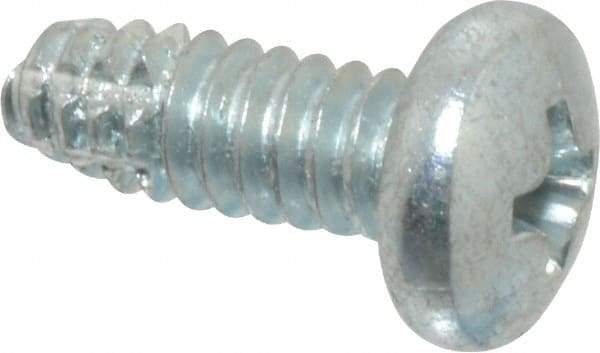 Value Collection - #10-24 UNC Thread, 1/2" Length Under Head, Phillips Drive Steel Thread Cutting Screw - Pan Head, Grade 2, Point Type F, Zinc-Plated Finish - Industrial Tool & Supply