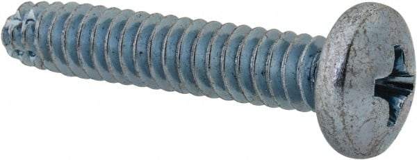 Value Collection - #10-24 UNC Thread, 1" Length Under Head, Phillips Drive Steel Thread Cutting Screw - Pan Head, Grade 2, Point Type F, Zinc-Plated Finish - Industrial Tool & Supply