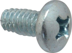 Value Collection - 1/4-20 UNC Thread, 1/2" Length Under Head, Phillips Drive Steel Thread Cutting Screw - Pan Head, Grade 2, Point Type F, Zinc-Plated Finish - Industrial Tool & Supply