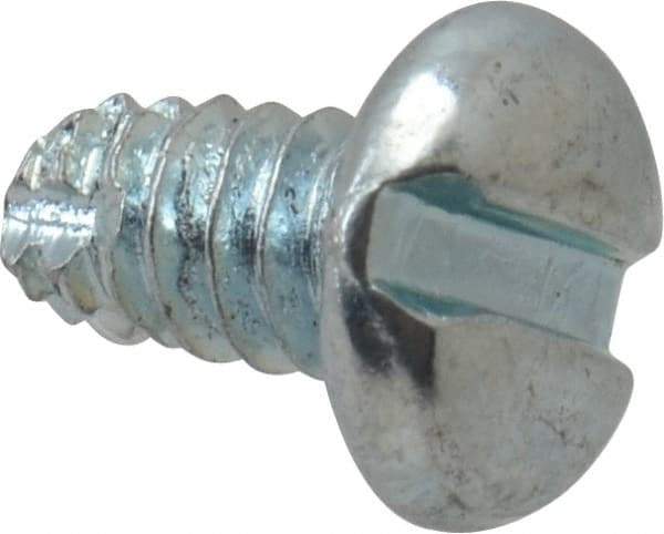 Value Collection - #6-32 UNC Thread, 1/4" Length Under Head, Slotted Drive Steel Thread Cutting Screw - Pan Head, Grade 2, Point Type F, Zinc-Plated Finish - Industrial Tool & Supply